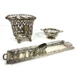 Assorted silver including a Victorian silver basket, London 1853; and a small silver bon bon basket,