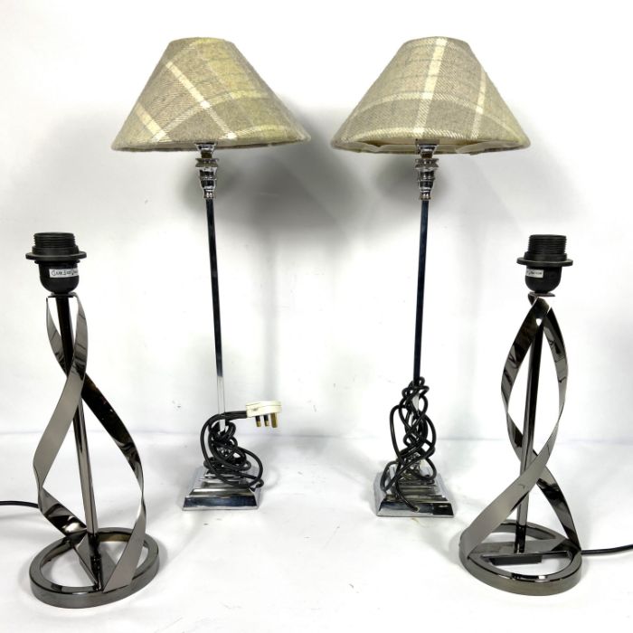 Two pairs of Modern table lamps, including a Helix scrolled pair (4) - Image 2 of 2