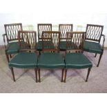 A set of ten Regency revival mahogany dining chairs, circa 1900, in manner of Thomas Sheraton,