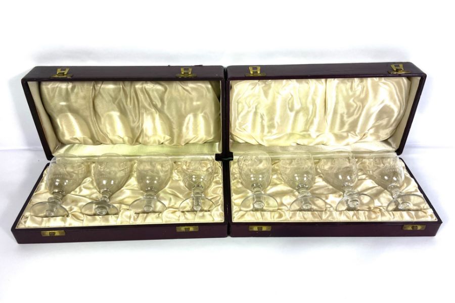 Two cased sets of George VI Coronation sherry sherry glasses; also group of Dinky Toys, including