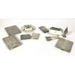 Assorted silver card and cigarette cases, various dates and makers, including a small curved