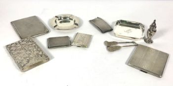 Assorted silver card and cigarette cases, various dates and makers, including a small curved