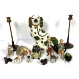 A quantity of assorted ceramic models of animals, including a Staffordshire spaniel and related