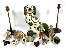 A quantity of assorted ceramic models of animals, including a Staffordshire spaniel and related
