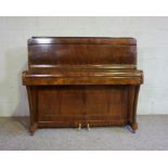 A compact Harrington upright piano, circa 1930,  numbered 3007, walnut veneered Art Deco case,