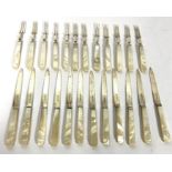 A set of twelve pairs of George V silver and mother of pearl fruit eaters, hallmarked Sheffield