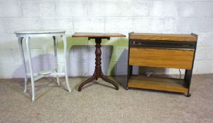 A small mahogany occasional table, 19th century, 69cm high; together with a painted table, and a