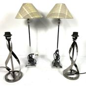 Two pairs of Modern table lamps, including a Helix scrolled pair (4)