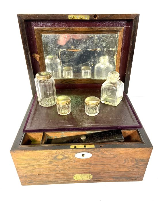 A William IV rosewood travelling box, the interior with assorted compartments and fittings for - Image 4 of 6