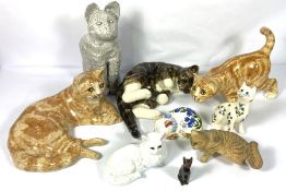 A selection of assorted pottery models of cats and related items (a lot)