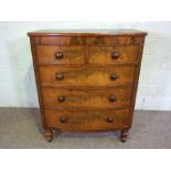 A Victorian mahogany bowfront chest of drawers, with two short and three long drawers, 128cm high,