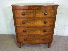 A Victorian mahogany bowfront chest of drawers, with two short and three long drawers, 128cm high,