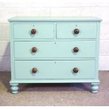 A vintage painted chest of drawers, with two short and two long drawers, 81cm high, 95cm wide