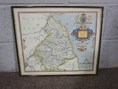 Nine assorted pictures, prints and maps, including ‘The Lakes Express’, Map of Nothumbria, after
