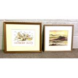 A group of pictures and prints, including ‘Desert Rats’; Duart Castle, gouache, and a limited