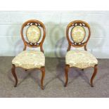A pair of Victorian style balloon back dining chairs, together with three other chairs (5)