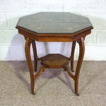 A vintage ‘Entente Cordial’ occasional table, the octagonal top inlaid with crossed flags, 20th