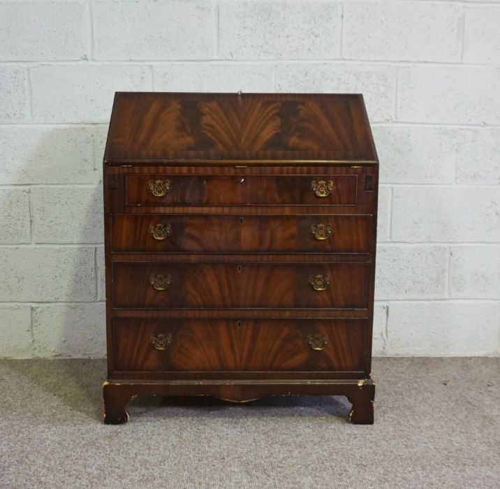 A George III style reproduction mahogany veneered bureau, with fall front, 98cm high, 76cm wide; - Image 11 of 17