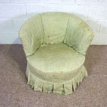 A Victorian tub armchair, late 19th century, currently upholstered in light green