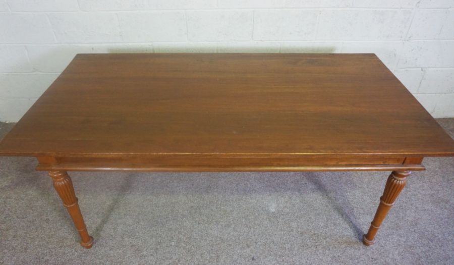 A small dining or kitchen table, 20th century, with a plain rectangular top on four turned and - Image 3 of 9