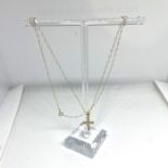 A small quantity of assorted gold, including a 9 carat gold chain and ball neclace, 44cm long,