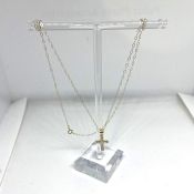 A small quantity of assorted gold, including a 9 carat gold chain and ball neclace, 44cm long,