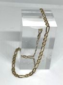 A 9 carat gold curb link necklace, 48cm long, marked 375, together with two 9 carat gold