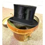 A Gentleman's vintage silk top hat, in a fitted case; together with a preserving pan (3)