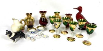 A selection of decorative ceramics and glass, including a Royal Worcester blush ivory miniature jug,