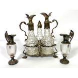A Victorian silver and glass condiment set, hallmarked London, 1844, Charles Thomas Fox & George