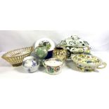 A large assortment of ceramics, including a large Staffordshire creamware tureen