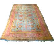 A large vintage wool Turkish Oushak rug (Ushak carpet), decorated with 'The Tree of Life' with