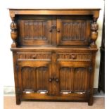 Assorted furniture, including a two door cabinet, with associated bookcase top; also a vintage oak