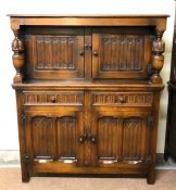 Assorted furniture, including a two door cabinet, with associated bookcase top; also a vintage oak