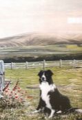 An assortment of prints, including a collie dog, a golfing print; together with assorted other works