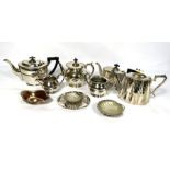 A quantity of assorted silver plate, including various teapots; also decorative glassware and