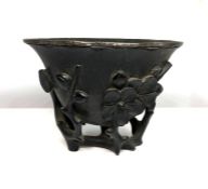 A rare Chinese Zitan wood libation cup, probably Qing Dynasty, 17th/18th century, of typical form,