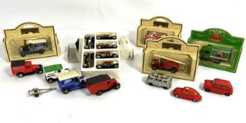 A collection of vintage toy cars, some boxed, together with assorted items, including a Britannia