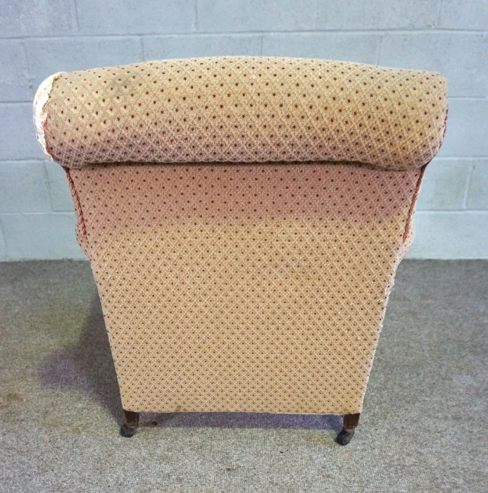 Two vintage armchairs, one with a deep cushioned seat, the other smaller with light pink dot - Image 9 of 10