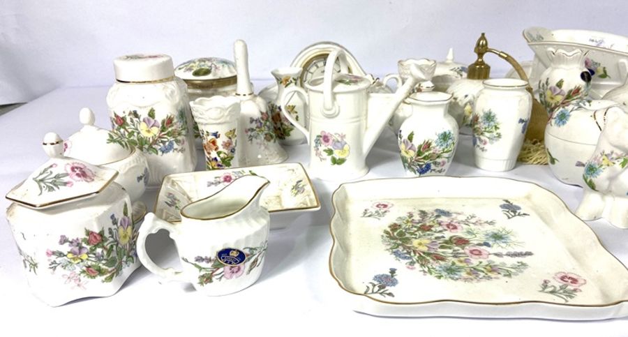 A large collection of Aynsley 'Wild Tudor' fine bone china, including tea wares, a clock, jugs, - Image 14 of 16