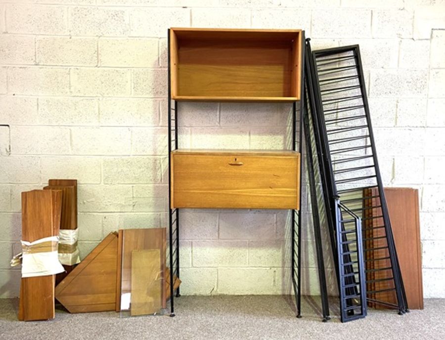 A highly adaptable vintage Ladderax shelving system, mid 20th century, with shelves, cabinets, - Image 2 of 9