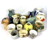 Mixed lot of ceramic vases and jugs, including Chinese ginger jars, baluster vases,  Crown Ducal