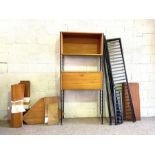 A highly adaptable vintage Ladderax shelving system, mid 20th century, with shelves, cabinets,