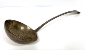 A George IV silver Old English soup ladle, hallmarked London 1822, with bright cut engraving and