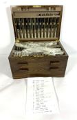 A good and large Mappin & Webb Kings Pattern flatware service, in an Art Deco oak fitted case, EPNS;