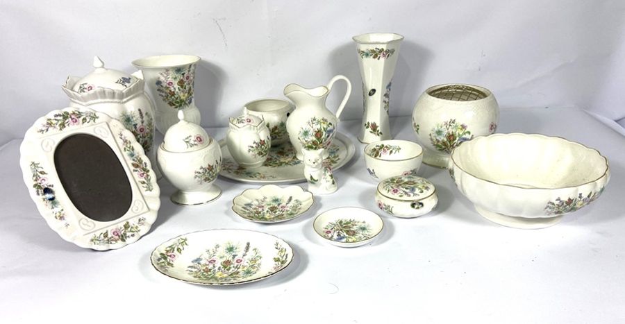 A large collection of Aynsley 'Wild Tudor' fine bone china, including tea wares, a clock, jugs, - Image 4 of 16