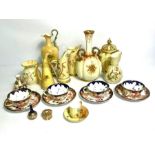 A small group of Royal Worcester blush ivory ware, including a pot pourri jar, assorted small