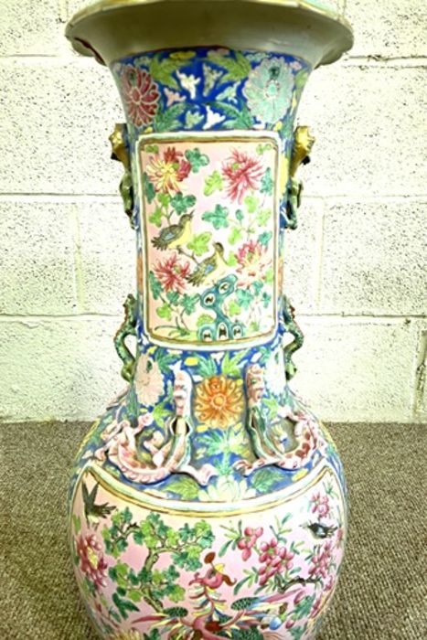 A large Chinese enameled baluster vase, late Qing or Republic period, decorated in colours and - Image 4 of 12