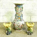 A large Chinese enameled baluster vase, late Qing or Republic period, decorated in colours and