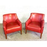 Pair of red vintage leatherette tub chairs, mid 20th century (2)